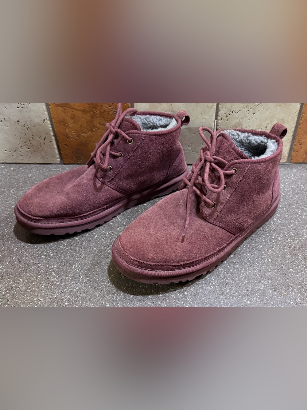Uggs Australia Burgundy Suede Lace-Up Casual Boots